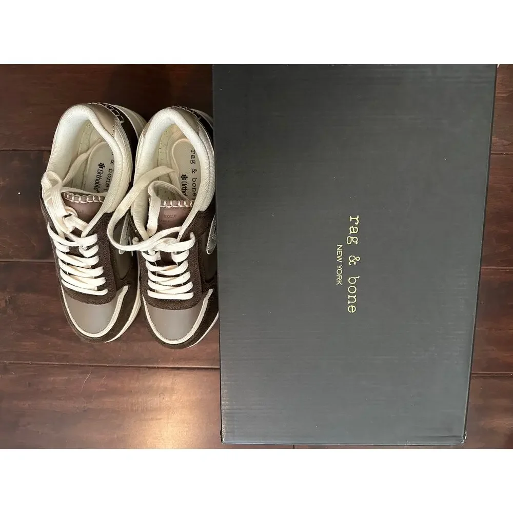 New Rag & Bone Retro Brown Tennis Leather Sneaker Size 6.5